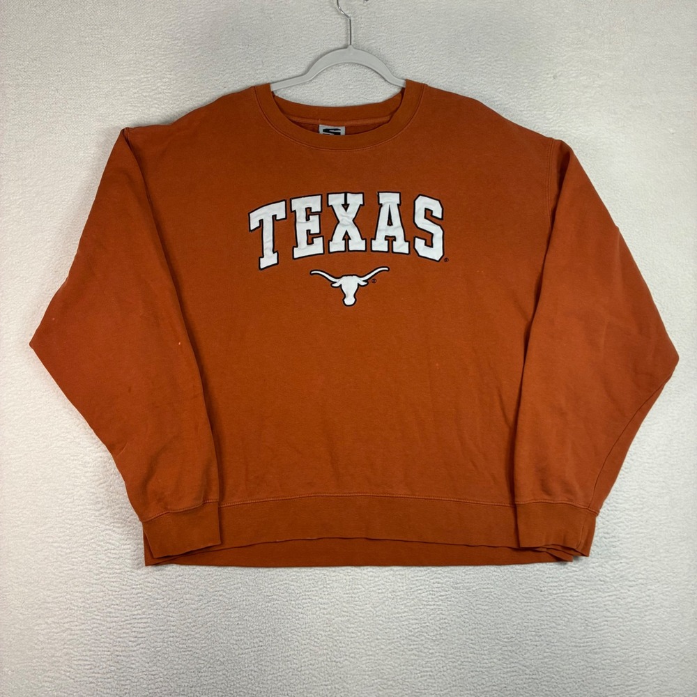 Texas Longhorns Crewneck Sweatshirt Men 3XL Orange Pullover University Y2K